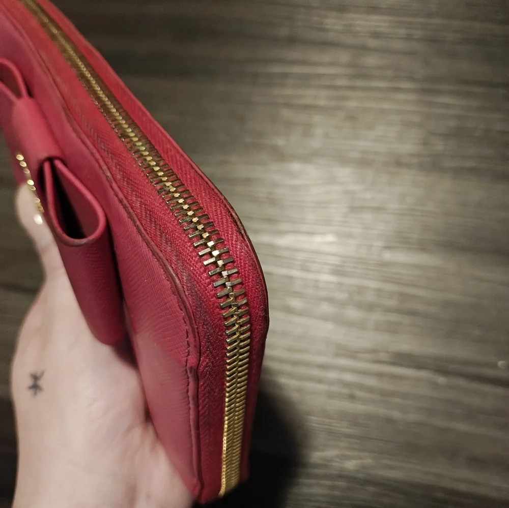 Prada Pink Saffiano Leather Long Zip Continental Wallet